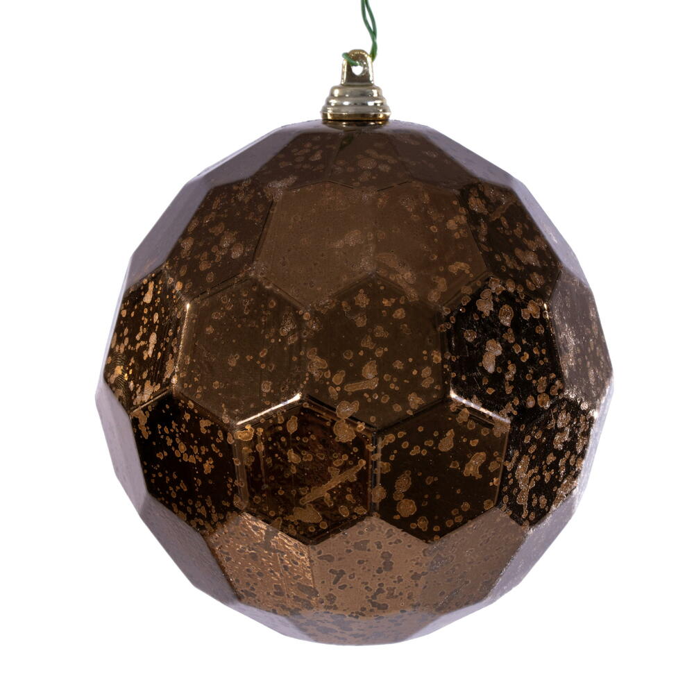 MC240176 4.75 in. Honeycomb Mercury Ornament, Mocha - 4 Piece Per Bag