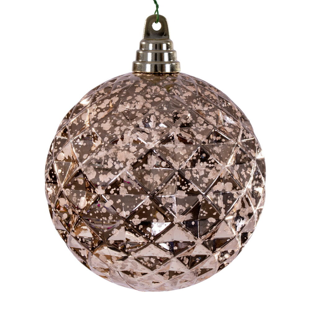 MC240358 4.75 in. Rose Gold Diamond Mercury Ornament - 4 Per Bag