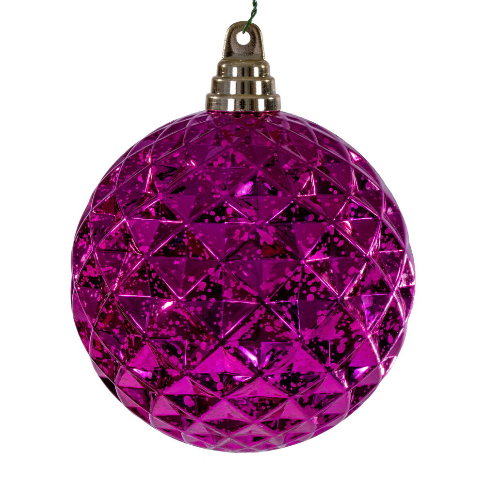 MC240370 4.75 in. Fuchsia Diamond Mercury Ornament - 4 Piece Per Bag