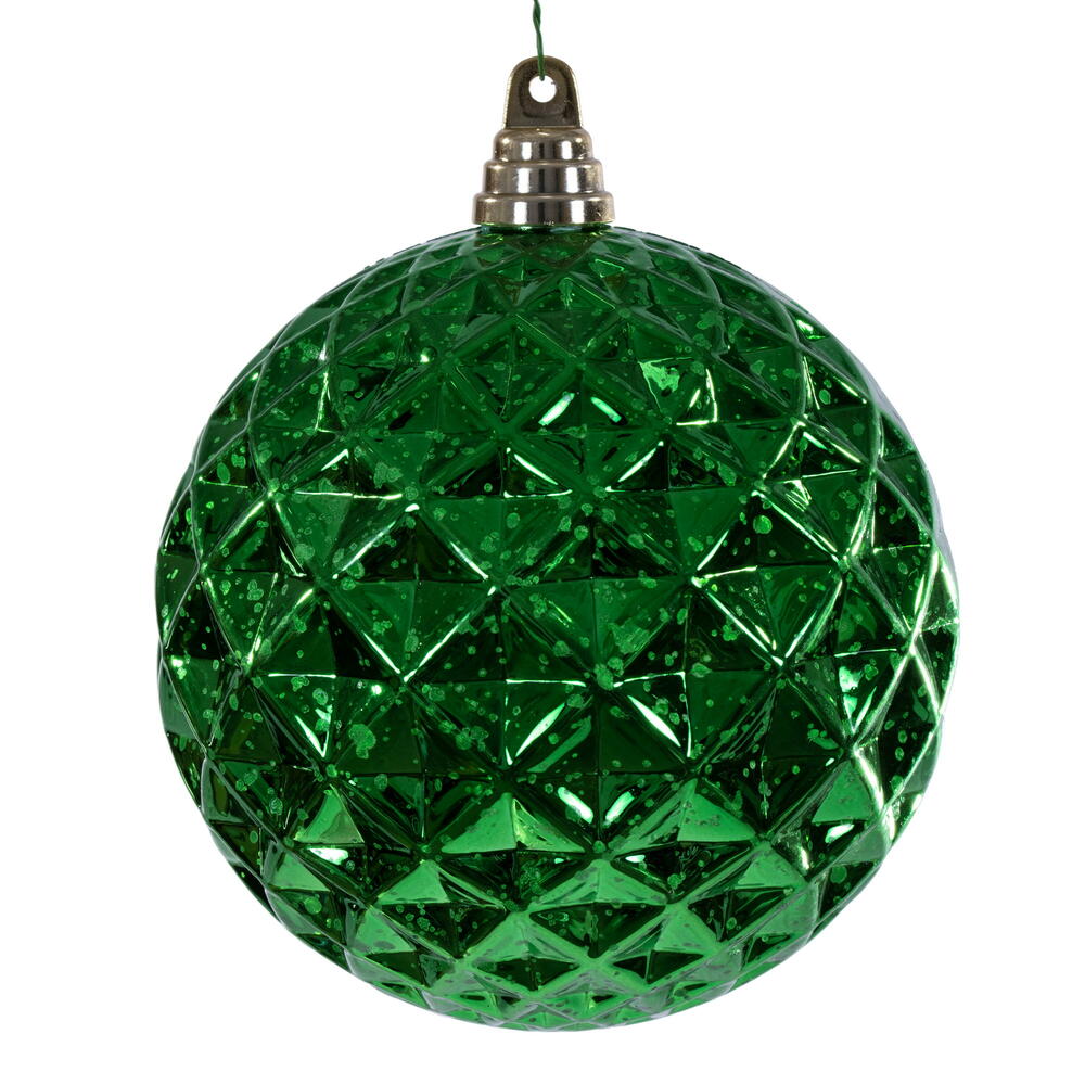 MC240404 6 in. Green Diamond Mercury Ornament - 2 Per Bag