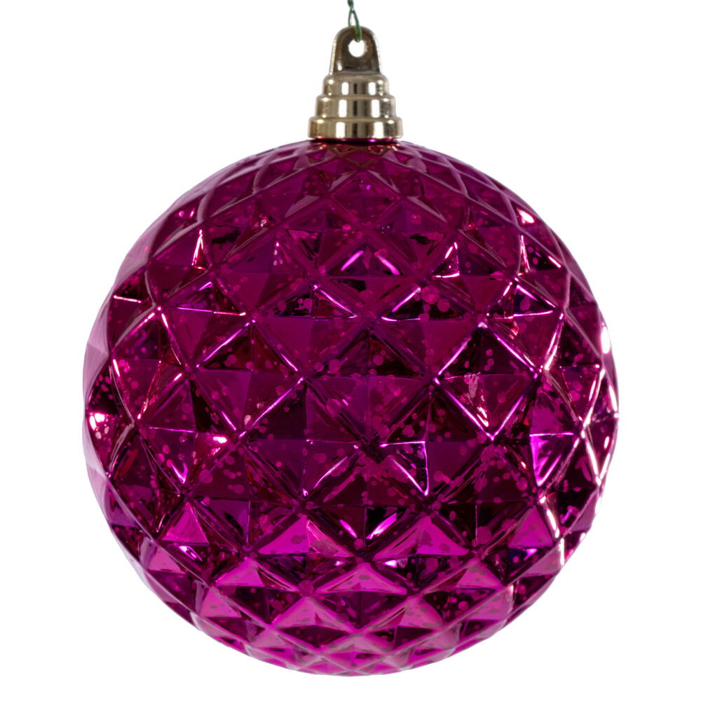 MC240470 6 in. Fuchsia Diamond Mercury Ornament - 2 Piece Per Bag
