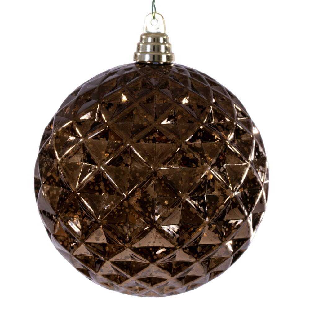 MC240476 6 in. Mocha Diamond Mercury Ornament - 2 Piece Per Bag