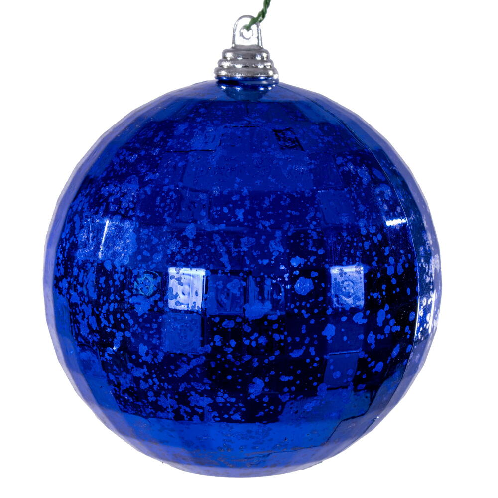 MC240602 4 in. Blue Mirror Mercury Ornament - 6 Per Bag