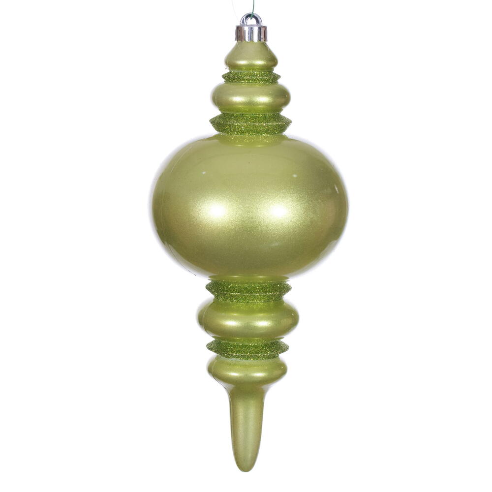 N241354DCV 13 in. Candy Glitter Finial UV Ornament, Celadon
