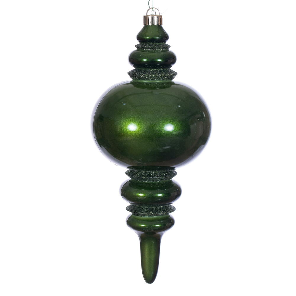 N241364DCV 13 in. Moss Green Candy Glitter Finial UV Ornament