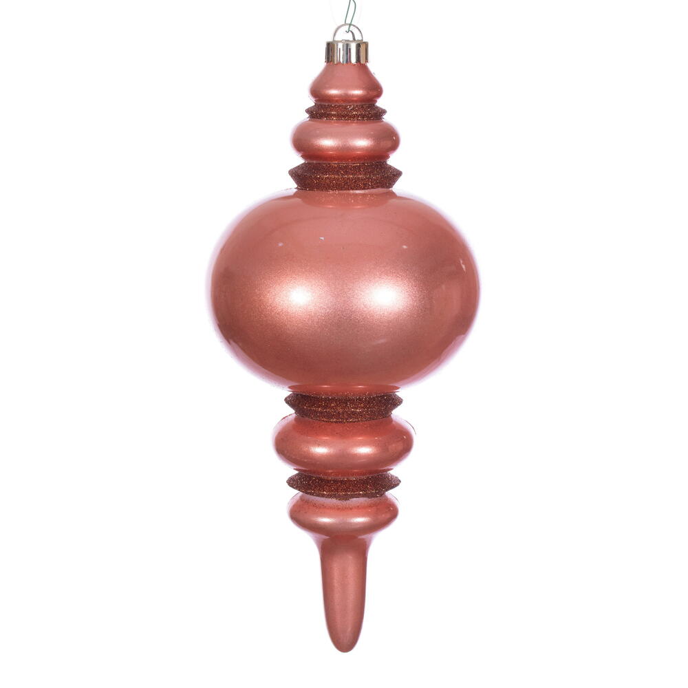 N241371DCV 13 in. Coral Candy Glitter Finial UV Ornament