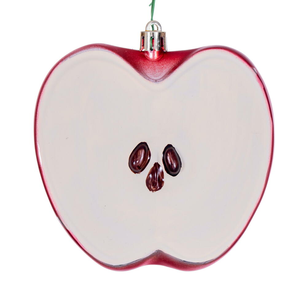 N241704D 4 in. Apple Fruit Matte Ornament, Red - 6 per Bag