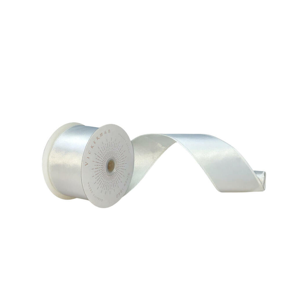 QTX240911 2.5 in. x 10 Yards White Satin Ribbon