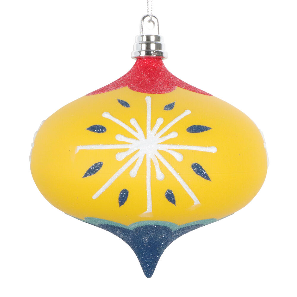 MT232005 4 in. Yellow Hand-Painted Onion Ornament - 3 Per Bag