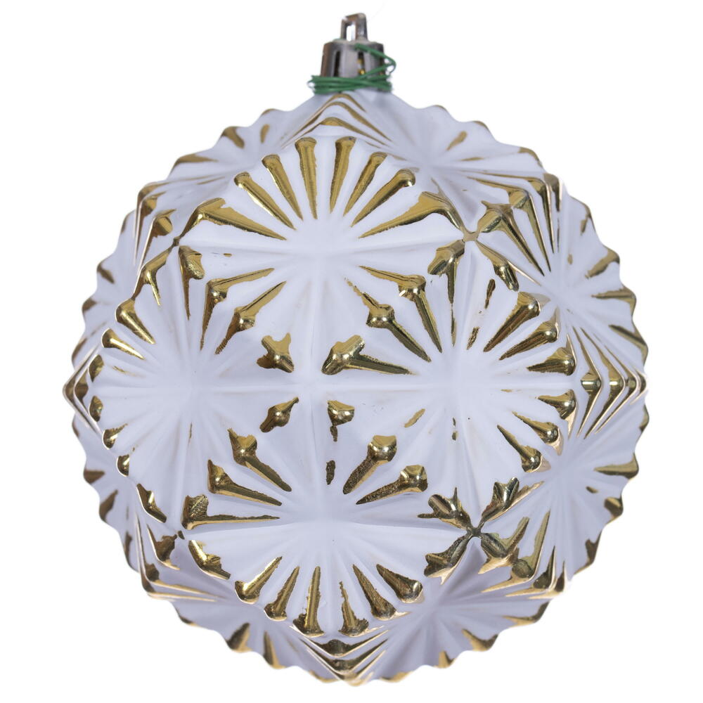 N232008D 4 in. Etch Prism Brush Tabletop Tree with Ornament, Gold - 6 Per Bag