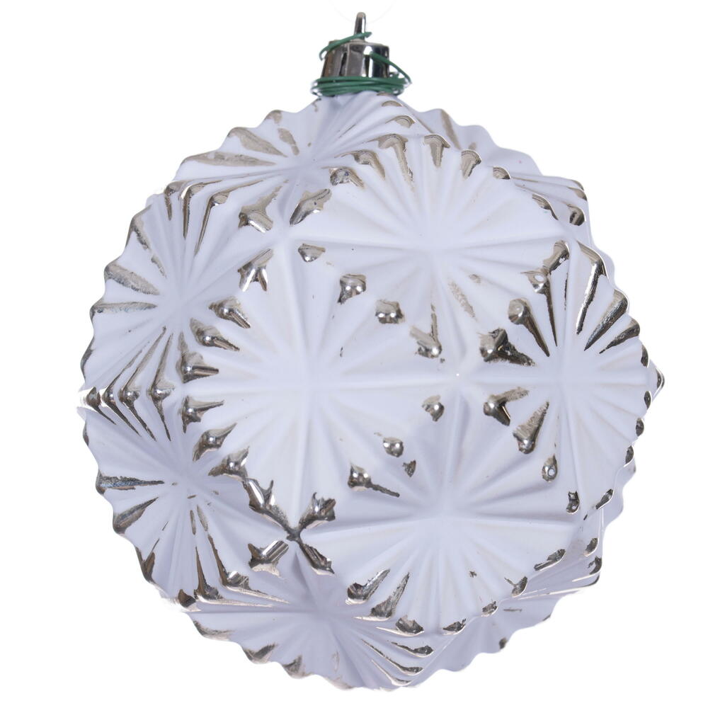 N232038D 4 in. Etch Prism Brush Ball Ornament, Champagne - 6 Per Bag