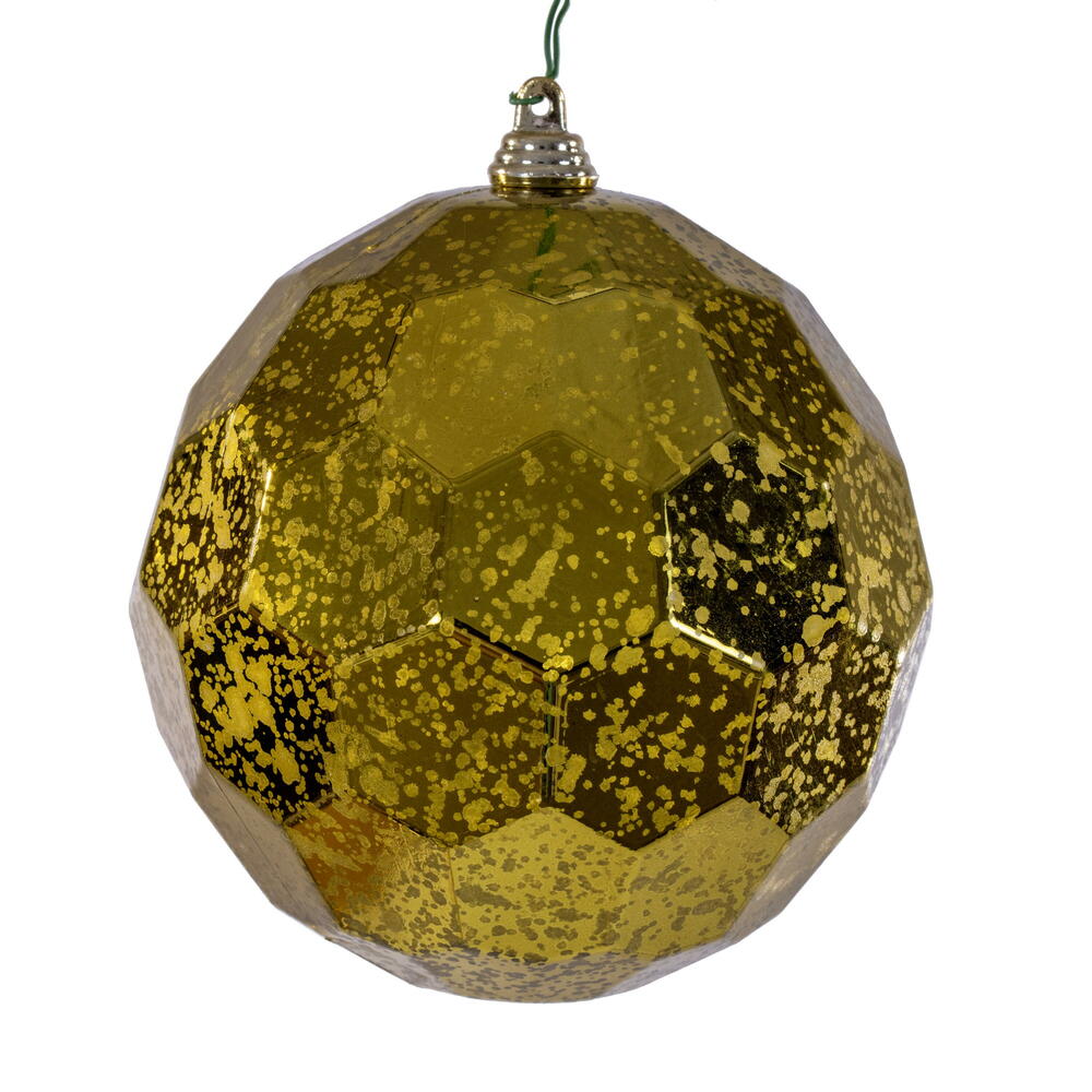 MC240114 4.75 in. Honeycomb Mercury Ornament, Olive - 4 Piece Per Bag