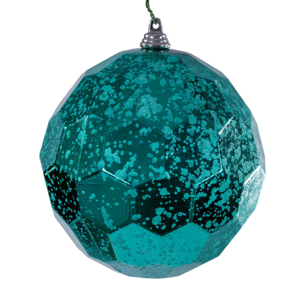 MC240142 4.75 in. Honeycomb Mercury Ornament, Teal - 4 Piece Per Bag
