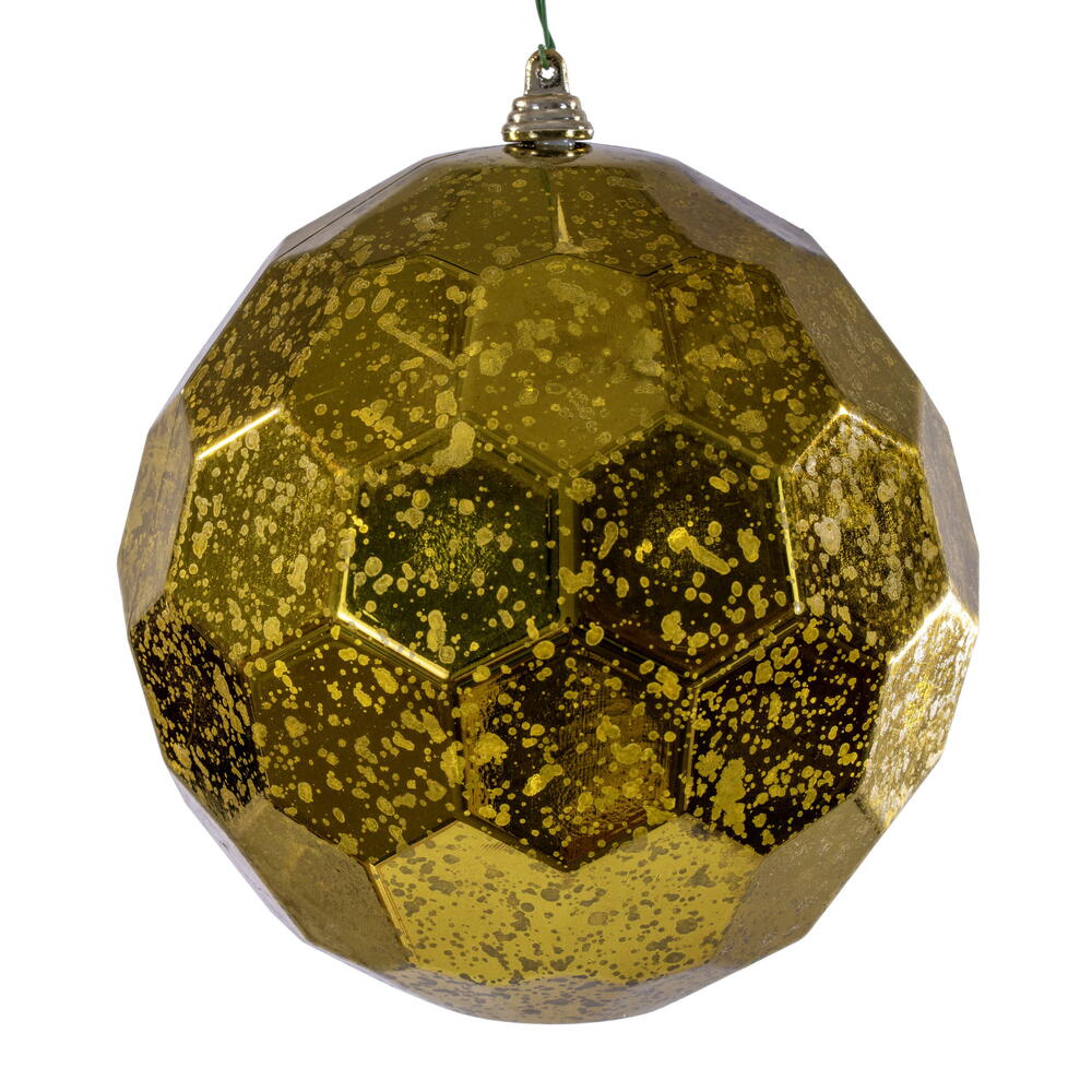 MC240214 6 in. Honeycomb Mercury Ornament, Olive - 2 Piece Per Bag