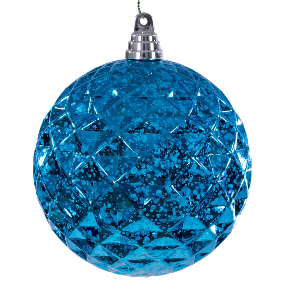 MC240412 6 in. Turquoise Diamond Mercury Ornament - 2 Piece Per Bag