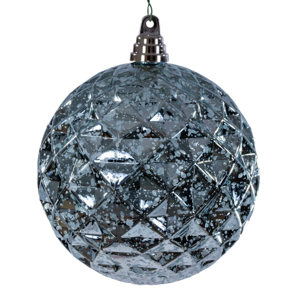 MC240432 6 in. Baby Blue Diamond Mercury Ornament - 2 Piece Per Bag