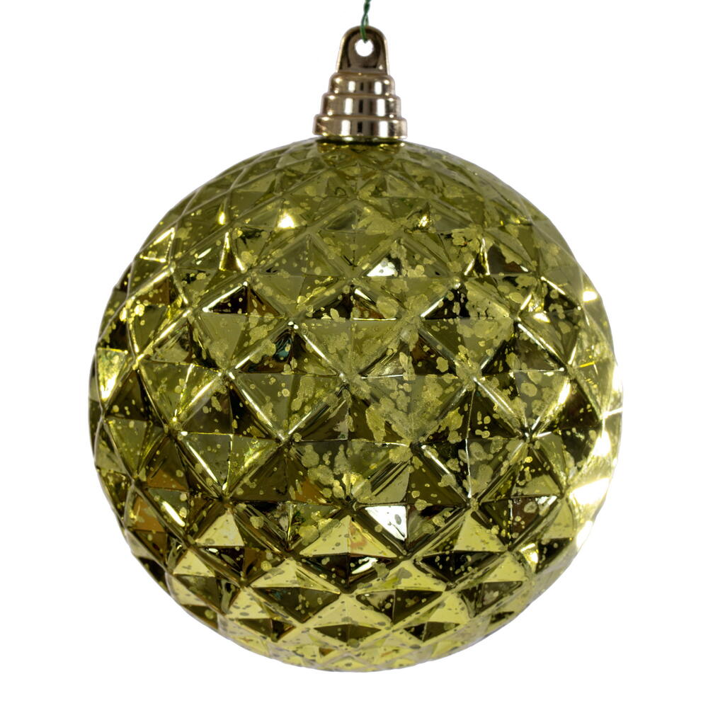 MC240473 6 in. Lime Diamond Mercury Ornament - 2 Piece Per Bag