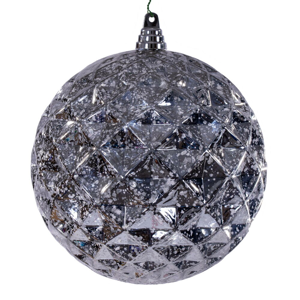 MC240507 8 in. Silver Diamond Mercury Ornament