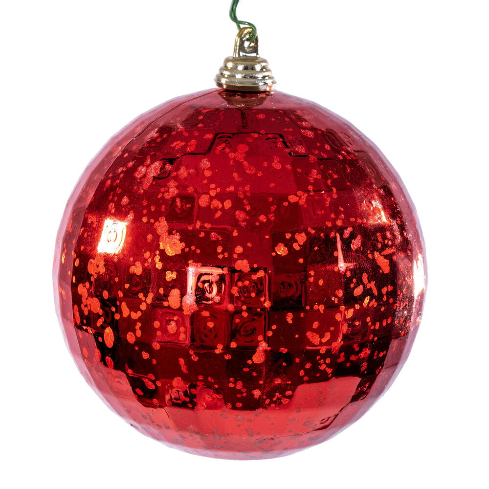 MC240603 4 in. Red Mirror Mercury Ornament - 6 Per Bag