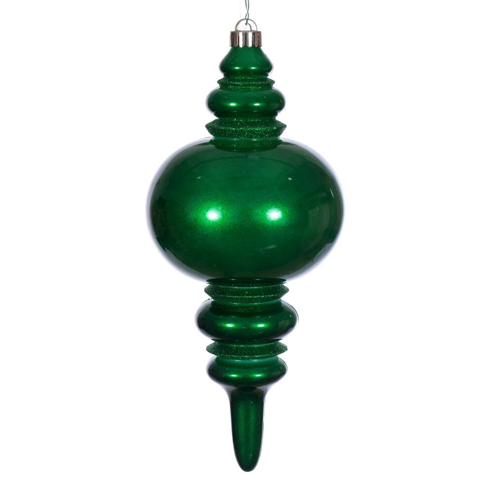 N241304DCV 13 in. Candy Glitter Finial UV Ornament, Green