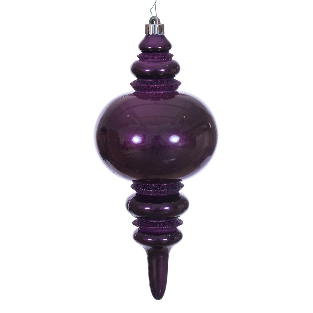 N241326DCV 13 in. Plum Candy Glitter Finial UV Ornament