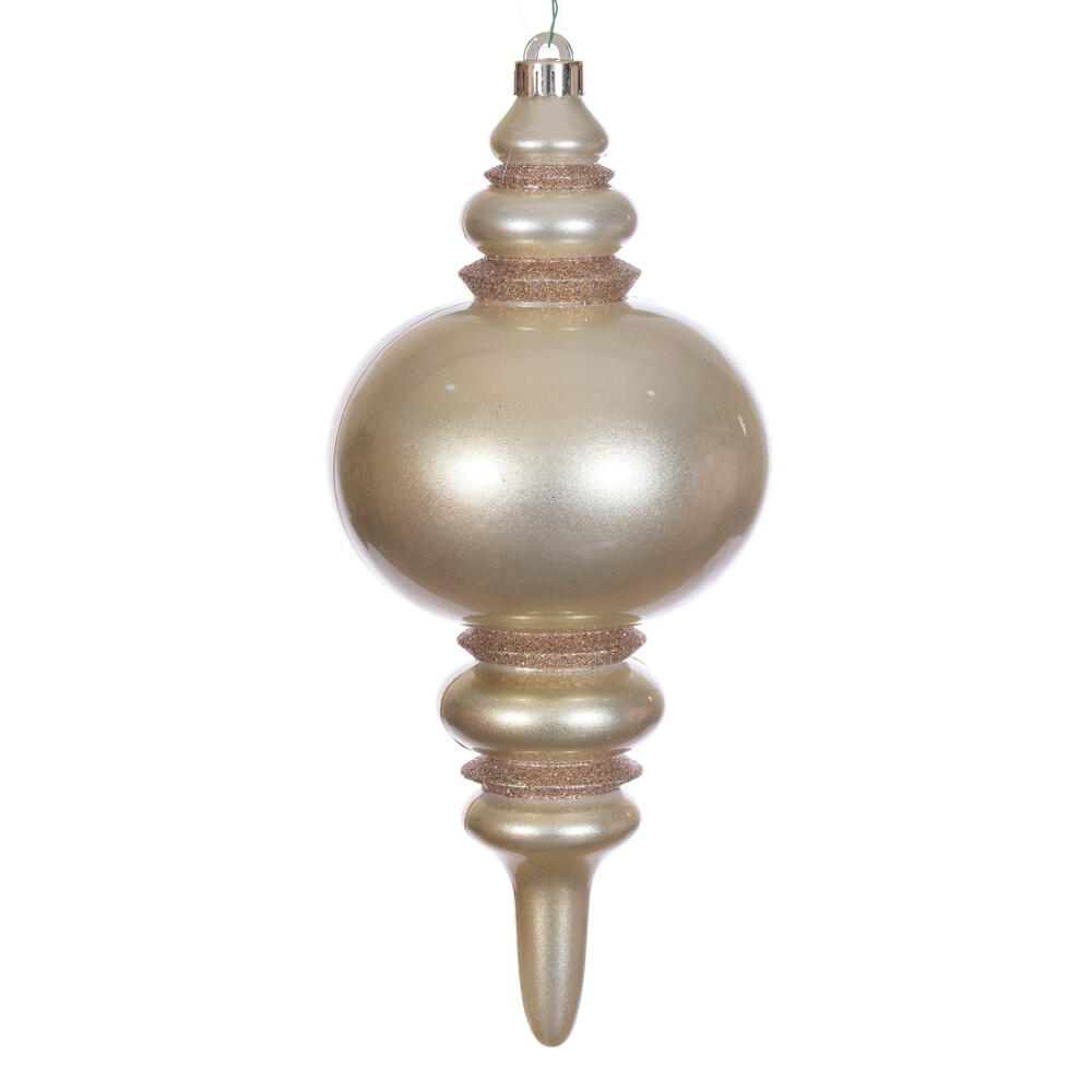 N241338DCV 13 in. Candy Glitter Finial UV Ornament, Champagne