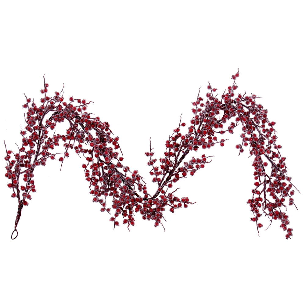 P240972 72 in. Winter Icy Red Berry Garland