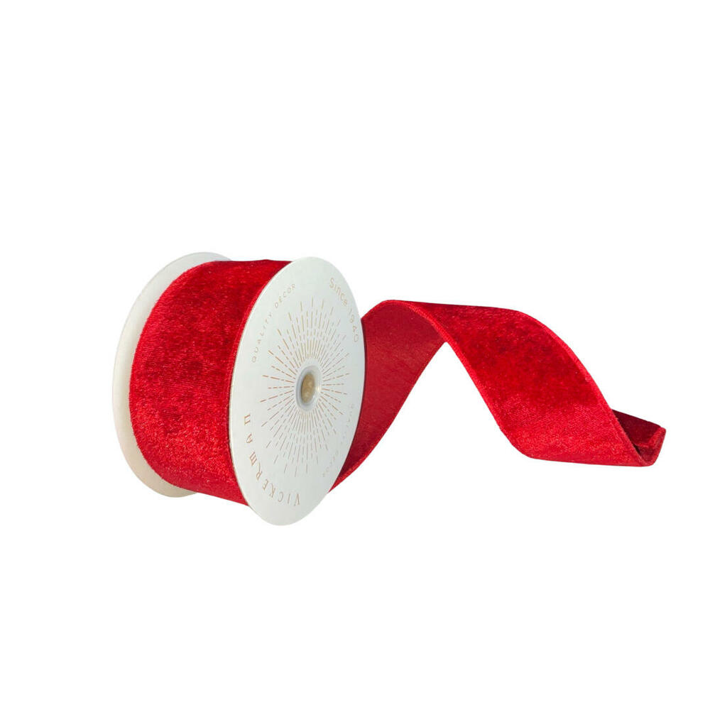 QTX17754 2.5 in. x 10 yards Plush Velvet Christmas Ribbon, Red