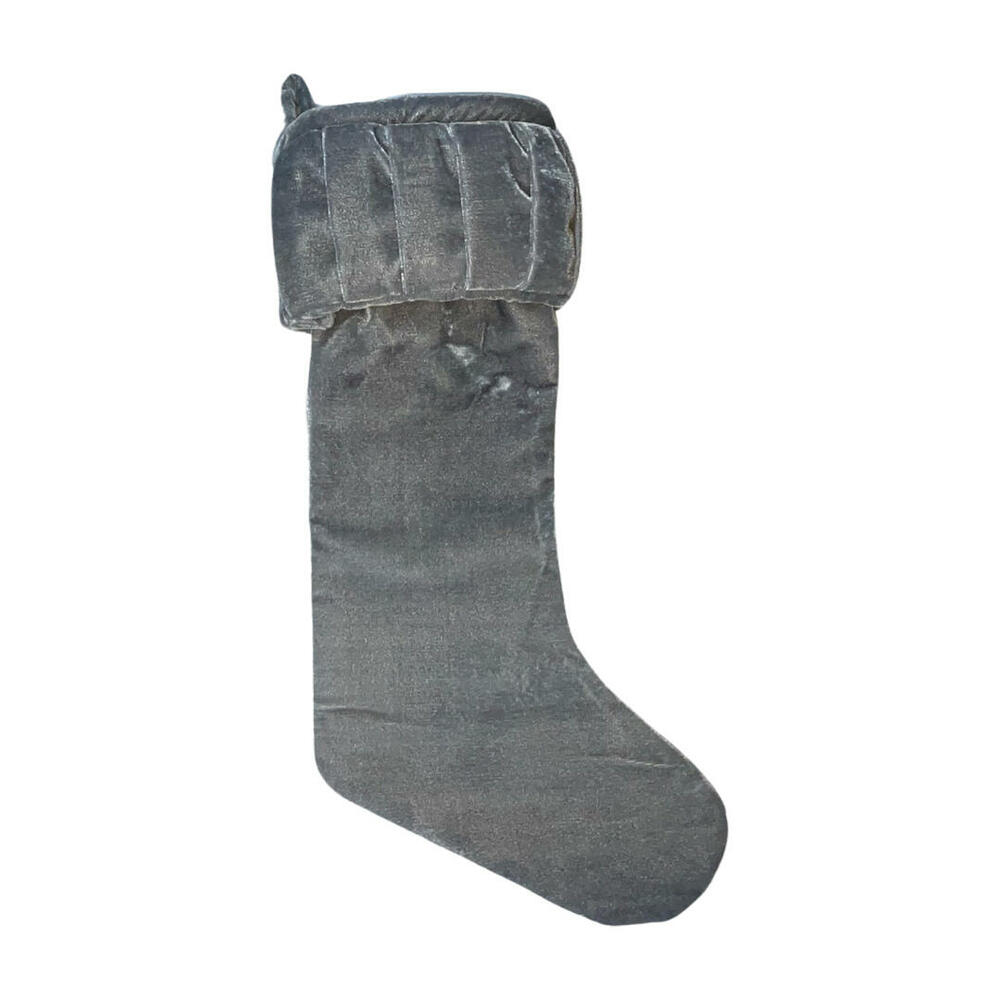 QTX17820 8 x 19 in. Plush Silver Velvet Stocking