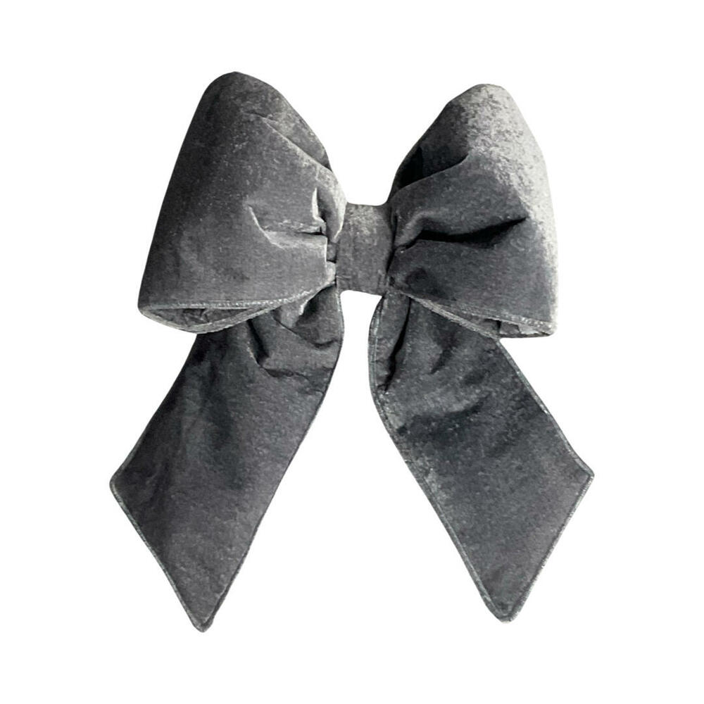 QTX17826 12 x 15 in. Plush Velvet Christmas Bow, Silver
