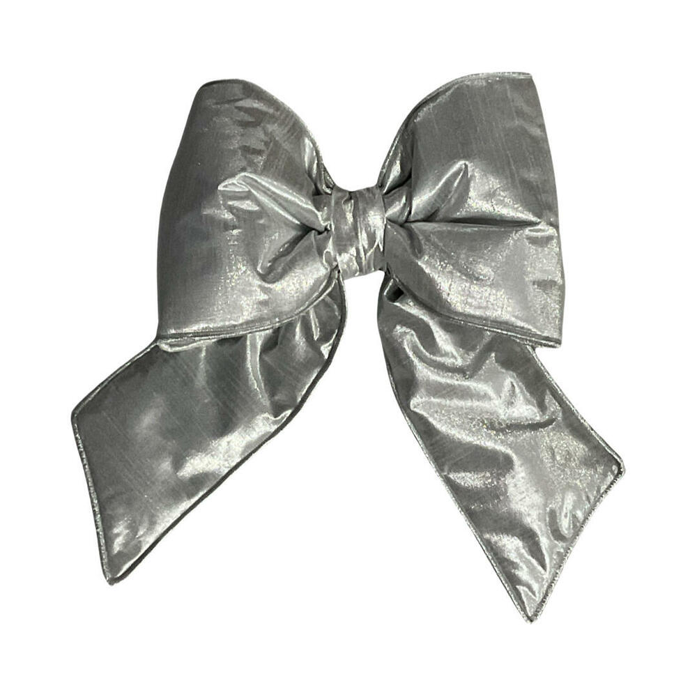 QTX24036 12 x 15 in. Metallic Christmas Bow, Silver
