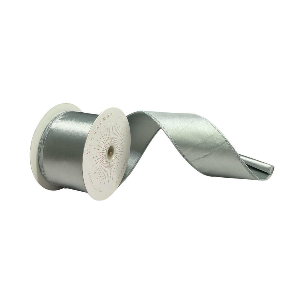 QTX240907 2.5 in. x 10 Yards Silver Satin Ribbon