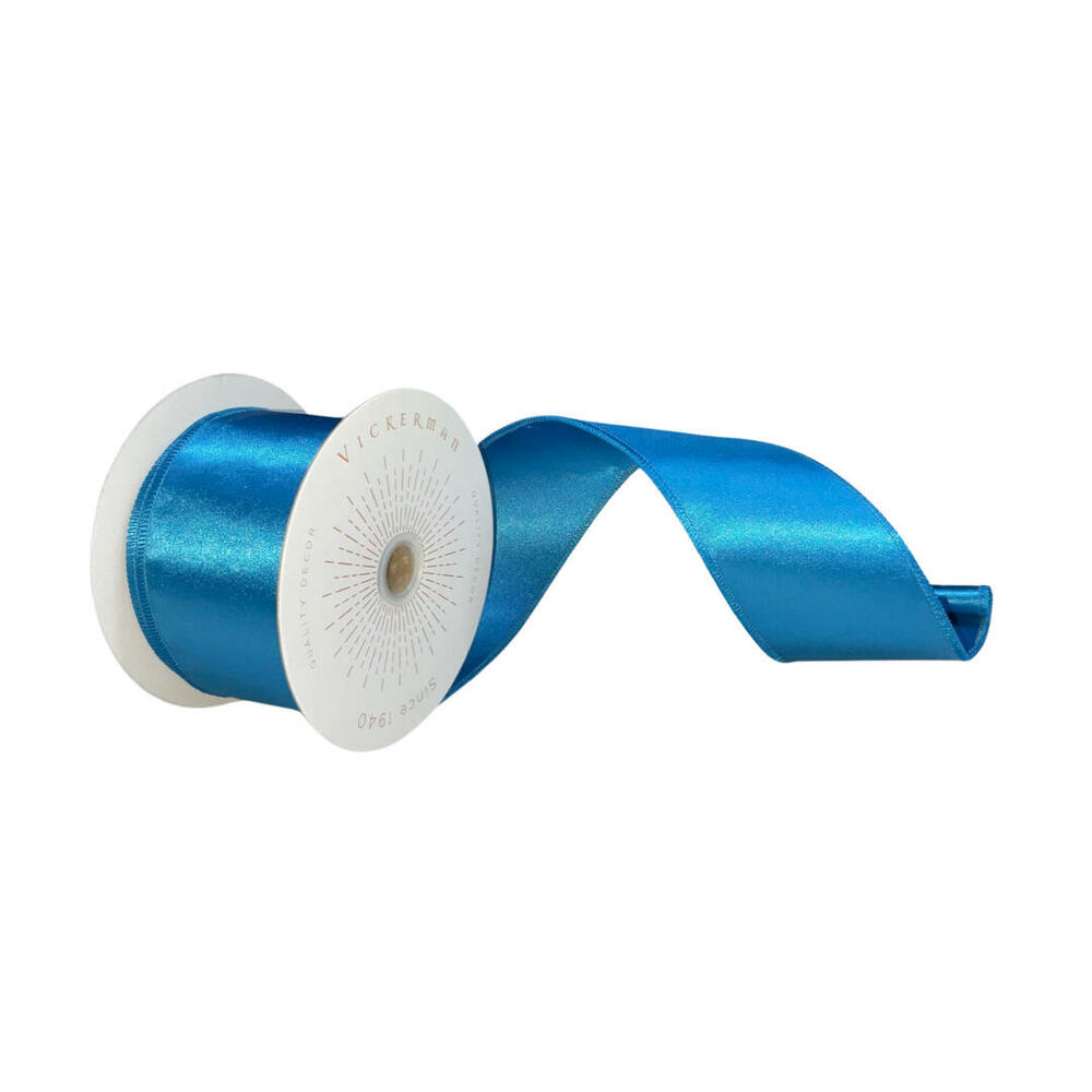 QTX240912 2.5 in. x 10 Yards Turquoise Satin Ribbon