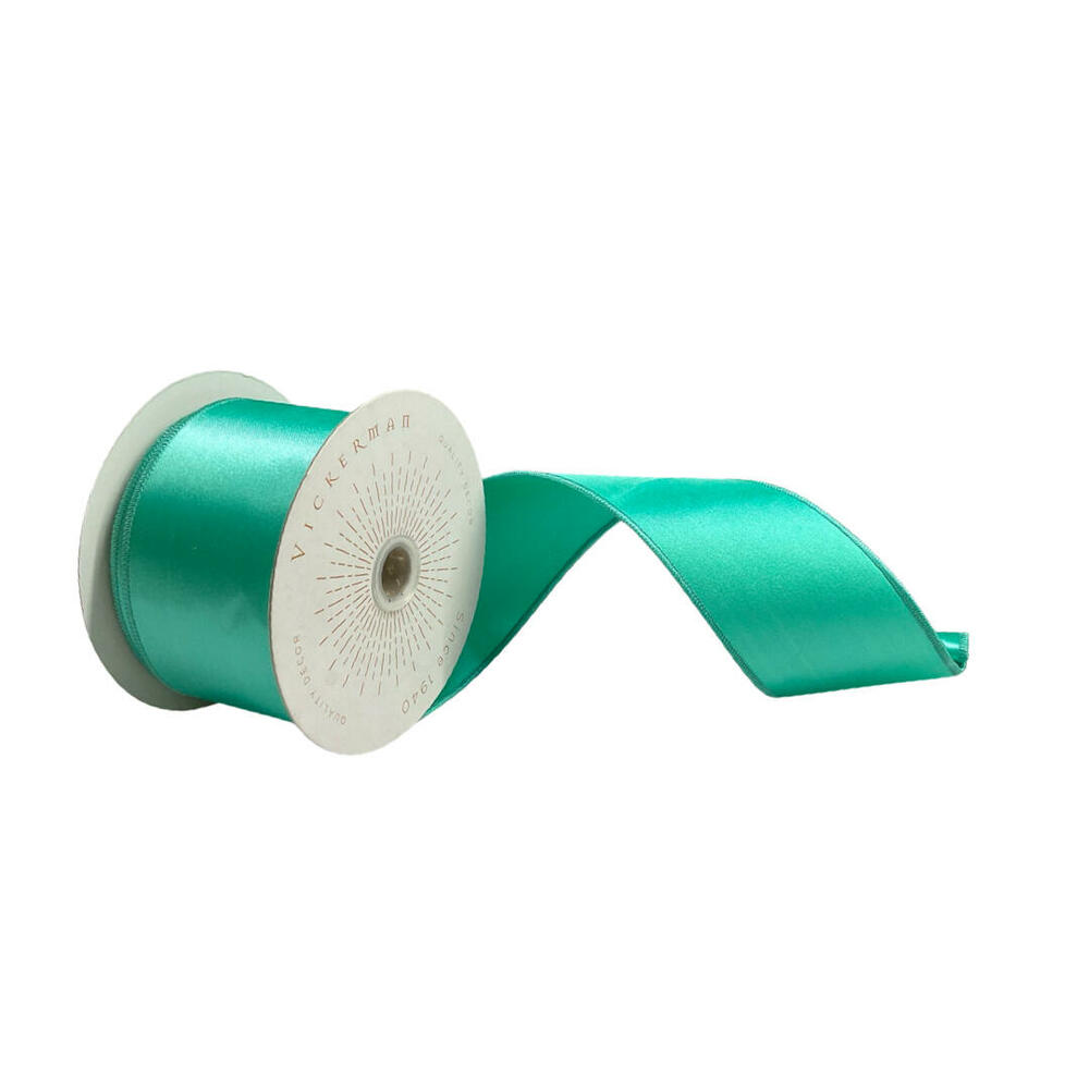 QTX240942 2.5 in. x 10 Yards Teal Satin Ribbon