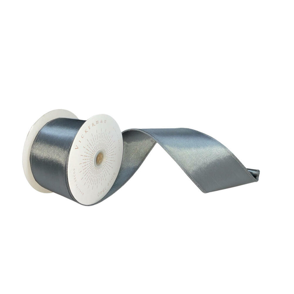 QTX240987 2.5 in. x 10 Yards Pewter Satin Ribbon