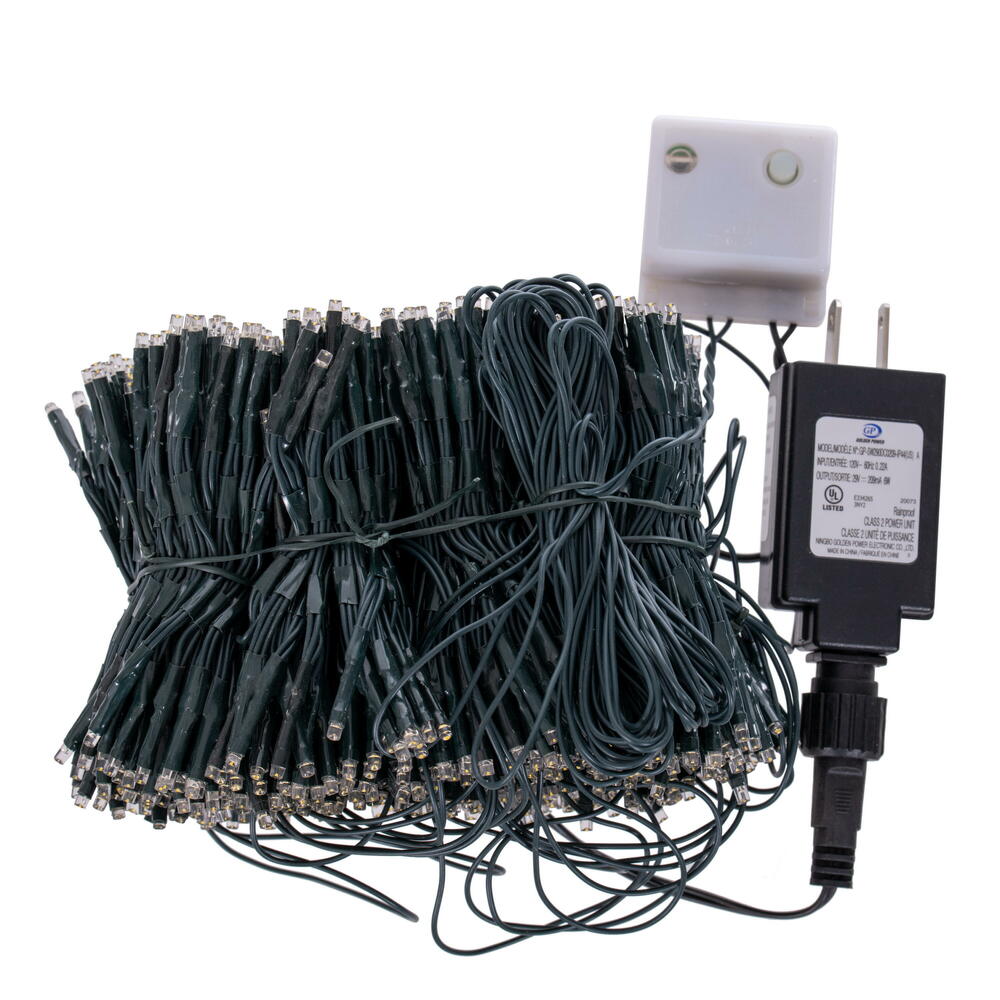 X24G531 960 Light LED Warm White 10 ft. Length Green Wire Cluster Icicle Light Set