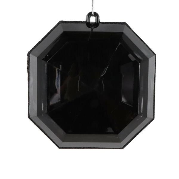 MT232817 6 in. Black Square Jewel Glitter Ornament - Pack of 2