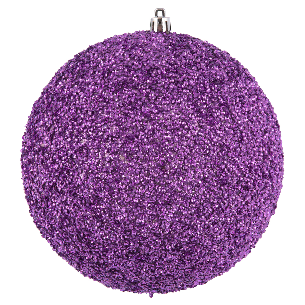 N185769D 4.75 in. Beaded Ball Ornament, Orchid - 6 Per Bag