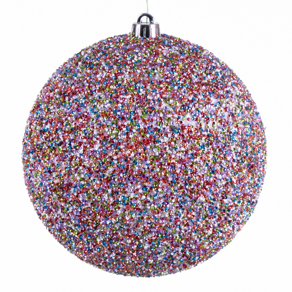 N185999D 8 in. Beaded Drill Ball Ornament, Multi Color - 2 per Bag