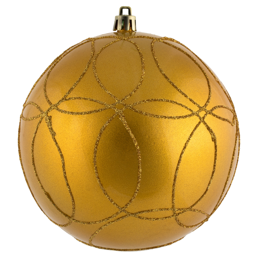 N182537D 4.75 in. Candy Ornament with Circle Glitter Pattern, Honey Gold - 4 Per Bag