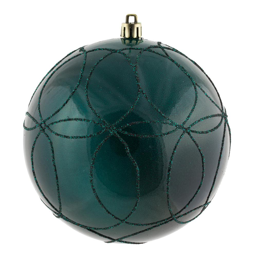 N182562D 4.75 in. Candy Ornament with Circle Glitter Pattern, Sea Blue - 4 Per Bag