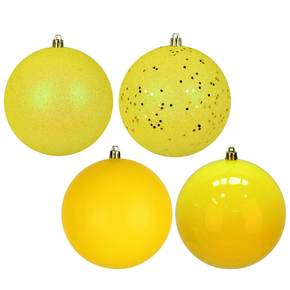 N596078A 2.4 in. Assortment 4 Finish Ball Ornament, Yellow - 60 Per Box