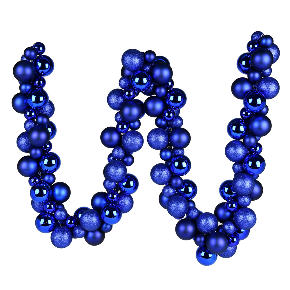 N191202 6 ft. Assorted Ball Christmas Garland Ornament, Blue