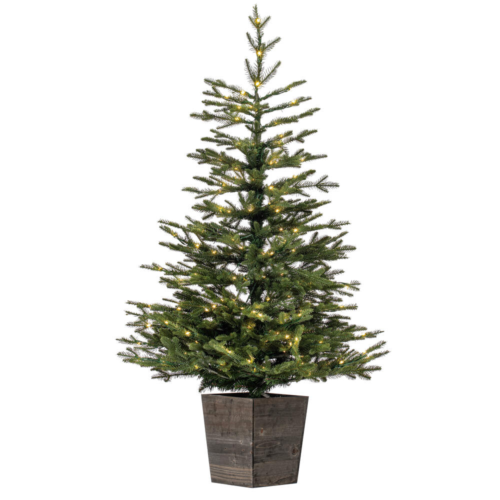 G201641LED 4 ft. x 31 in. Gibson Slim Potted Pine Artificial Christmas Tree with Warm White Dura Lit LED Lights, Green