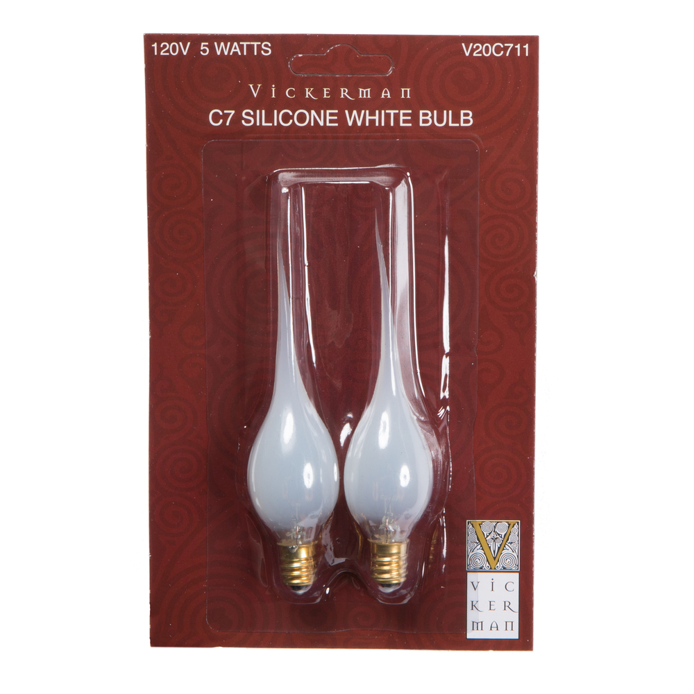V20C711 5W 120V C7 Silicone Incandescent Bulb, White - Pack of 2