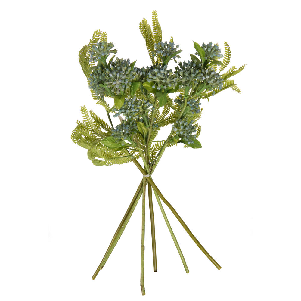 FM223004 14 in. Artificial Wild Berry & Fern Bundle, Cerulean Blue - 2 Per Bag