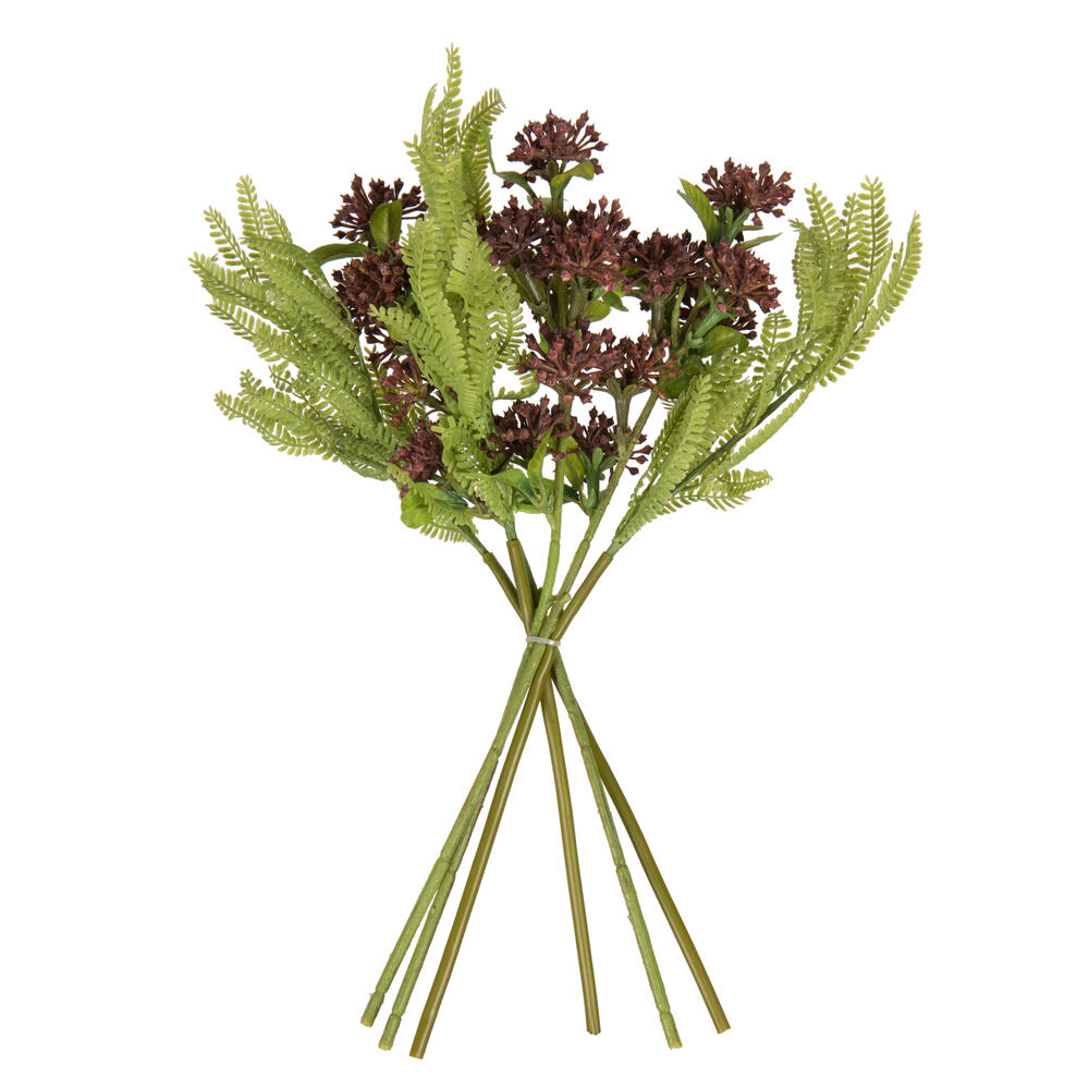 FM223005 14 in. Artificial Wild Berry & Fern Bundle, Mahogany Red - 2 Per Bag