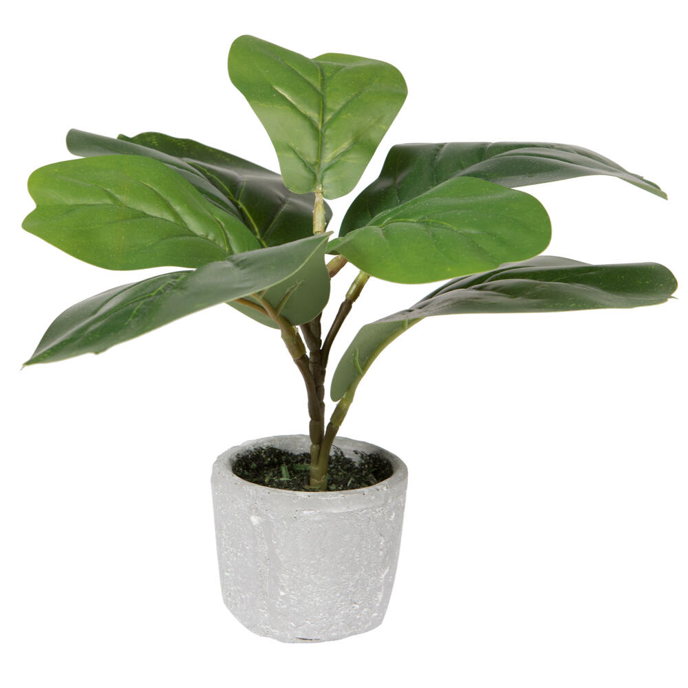 FM223501 11 in. Artificial Fiddle Leaf Fig Potted Plant, Green