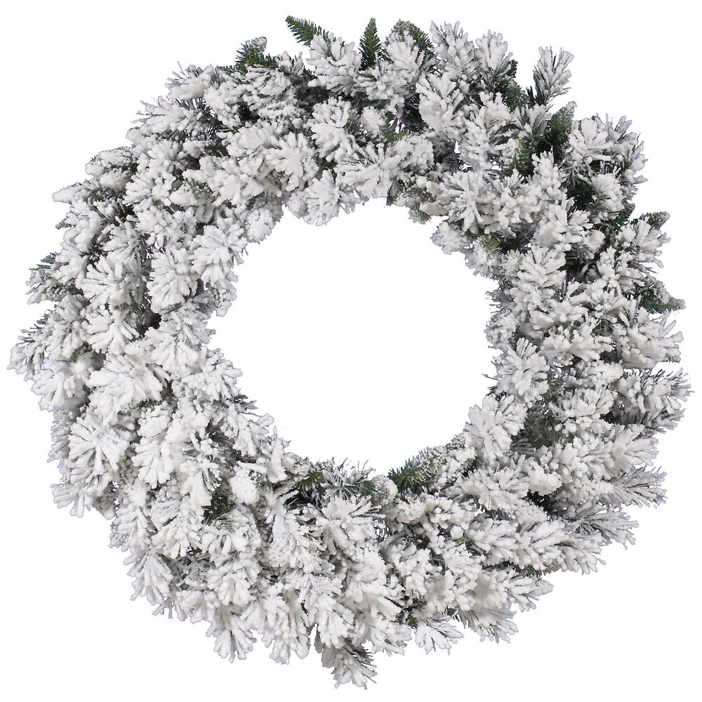 A128260 60 in. Flocked Snow Ridge Artificial Christmas Wreath, White