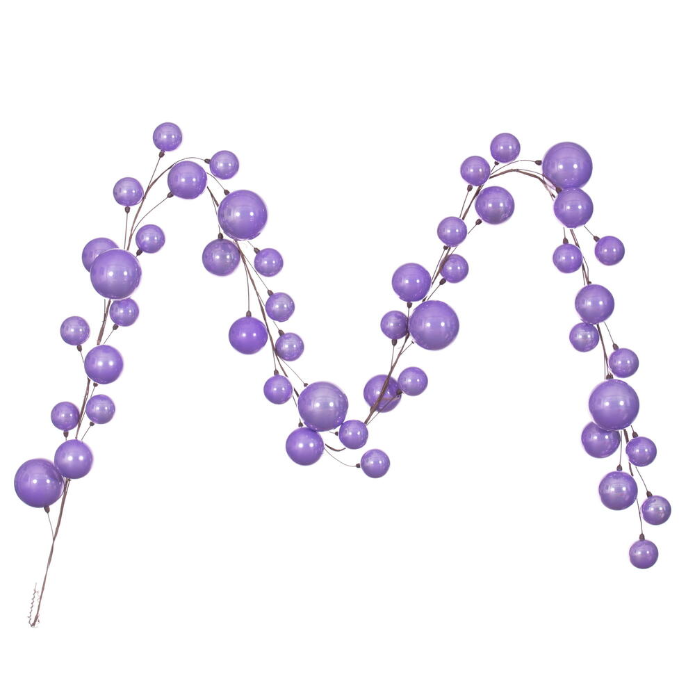 N222886 10 ft. Pearl Branch Ball Wire Garland, Lavender